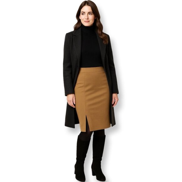 Stretch Knit Pull on Pencil Skirt in Camel Tan Career Midi Small - Picture 9 of 9
